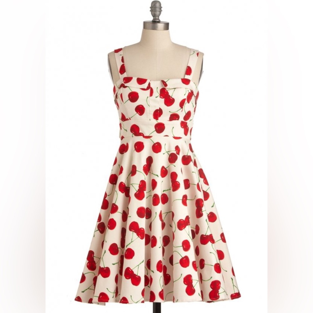 Ixia / ModCloth ‘Pull Up A Cherry’ Fit and Flare Cotton Dress - Medium